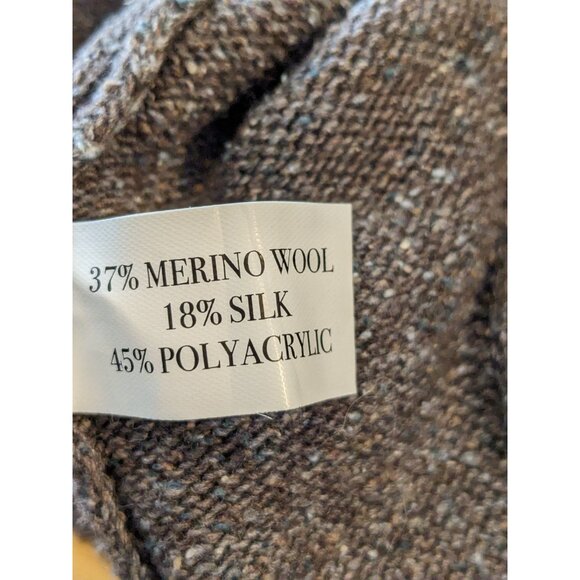 Blarney Woollen Mills Silk Merino Wool Buckle Knit Poncho Sweater Dolman Taupe - Picture 7 of 8